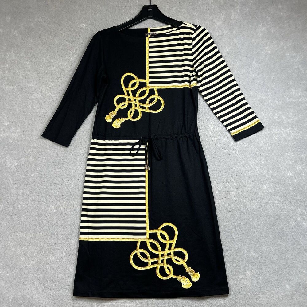 J. McLaughlin Catalina Knit Dress Womens Small Boat Neck Knee Length Classic